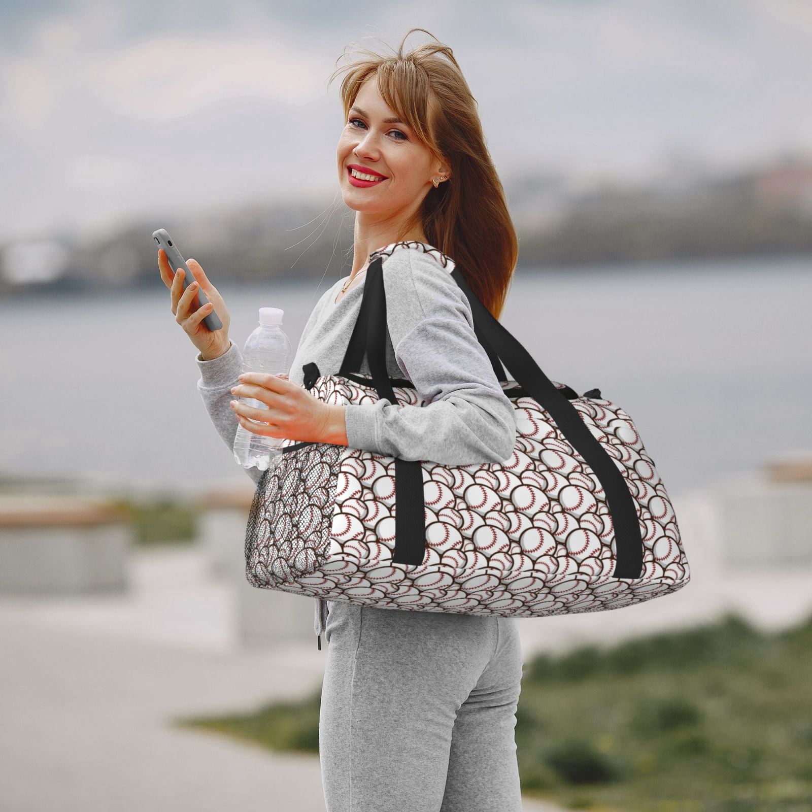 Hirioo Cute Baseball Hand Travel Bag for Men Women,Durable and Spacious Travel Bag with Multiple Pockets for Work, Travel, Weekend Getaways