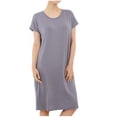 thumbnail image 1 of Besolor Chemises de Nuit Grande Taille pour Femmes Été Confortables à Manches Courtes Col Ras du Cou Vêtements de Nuit Chemises de Sommeil Robe de Nuit, 1 of 5