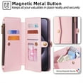 thumbnail image 6 of ELEHOLD Wallet Case for iPhone 15 Pro,RFID Blocking Card Holder Flip Folio PU Leather Kickstand Shockproof Protective Phone Case with Hand Crossbody Strap for iPhone 15 Pro,Pink, 6 of 9