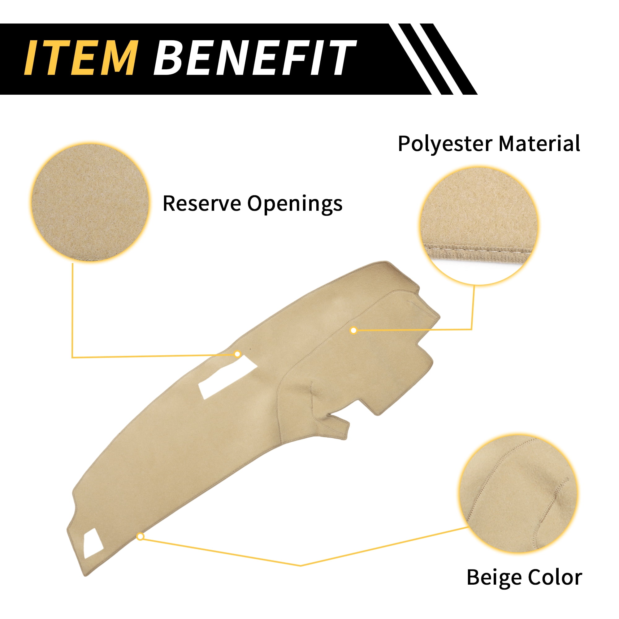Unique Bargains Non-Slip Dashboard Cover for Ford for Ranger 1989-1994 Beige