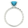 thumbnail image 4 of Clara Pucci 14K White Gold Solid Gold Turquoise Solitaire Anniversary Ring for Women - 2 cttw Round Cut, 4 of 8