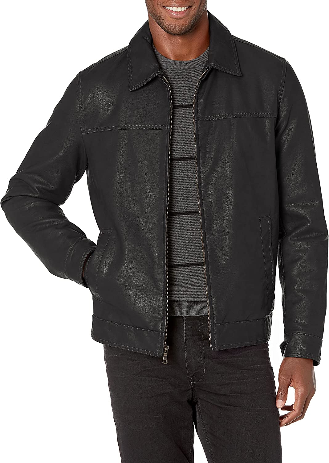Hilfiger Mens Classic Faux Leather Jacket Medium Dark - Walmart.com
