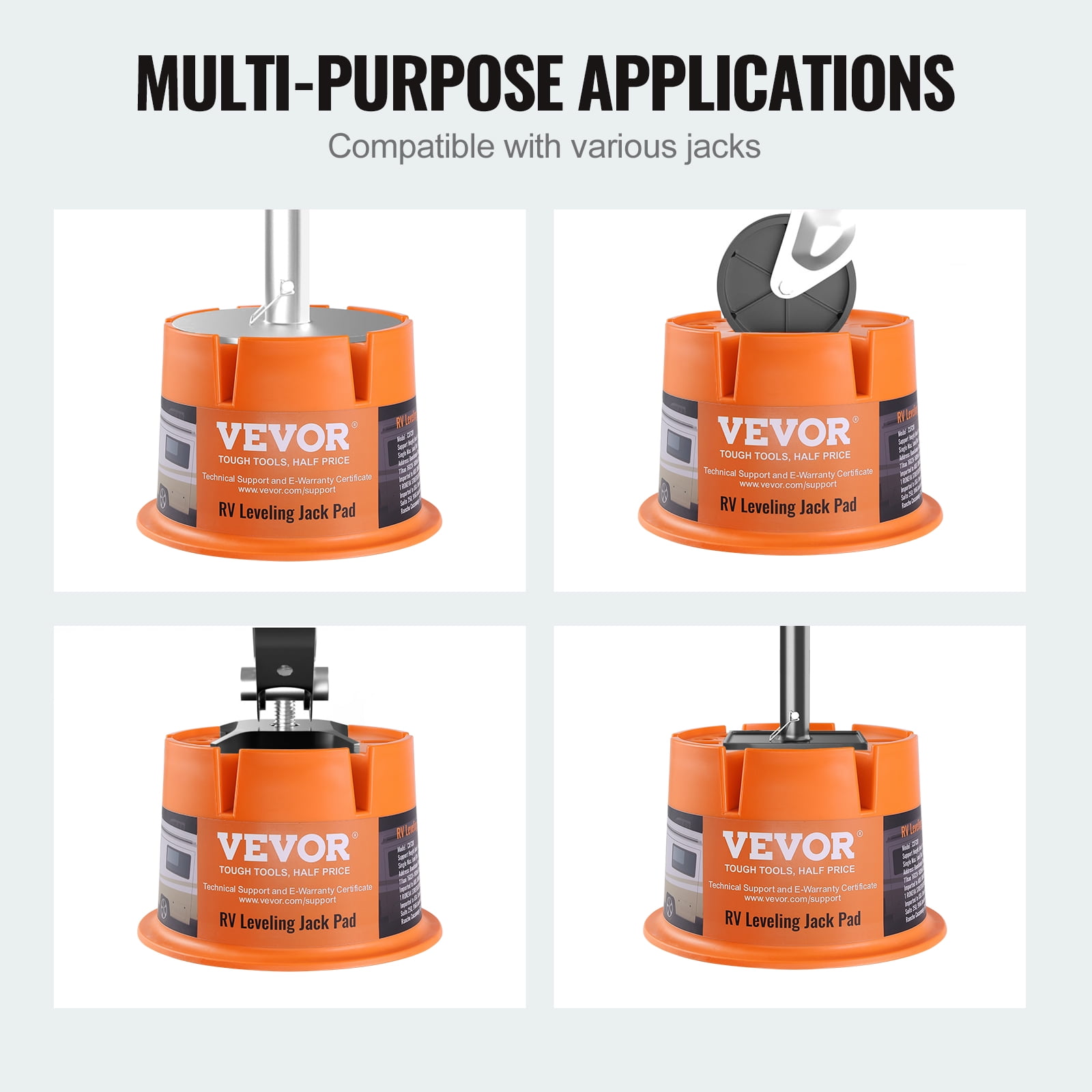 VEVOR Trailer Jack Block,2000 lbs Capacity per RV Leveling Block, High-quality Polypropylene RV Camper Stabilizer Blocks, RV Travel Accessories Use for Any Tongue Jack, Post, Foot, 5th Wheels, 2-Pack