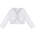 thumbnail image 2 of RUNQHUI Kids Girls Long Sleeves Faux Fur Bolero Shrug Wedding Bridesmaid Dress Cover Up Shawl Ivory L, 2 of 8