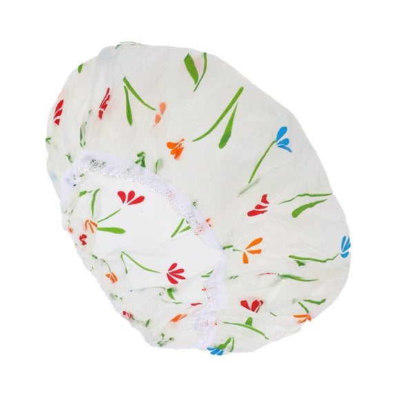 Unique Bargains 1 Pc Women Floral Pattern Cap for Bathroom Business Travel Vacation Hotel Green Orange EVA