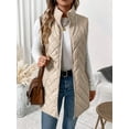 thumbnail image 6 of Cuteduck Women's Vest Fall Spring Sleeveless Stand Collar Long Lightweight Quilted Pocketed Zipper Casual Jacket S-2XL, 6 of 7