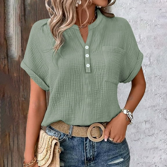 LIZUOJUNF Women's Casual Shirt 2025 Casual Summer Women Shirts Short Sleeve Top for Daily Clothing Perfect Couples with Jeans and Casual Trousers