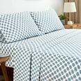 thumbnail image 3 of Sleepdown 100% Cotton Twin Size Bed Sheets Set with Deep Pockets, Cozy Percale sheets with Elastic Fitted Sheet Set Ultra Soft Cooling Sheets - 3 Piece Bedding and Pillowcase set, Mandalas Blue, 3 of 8