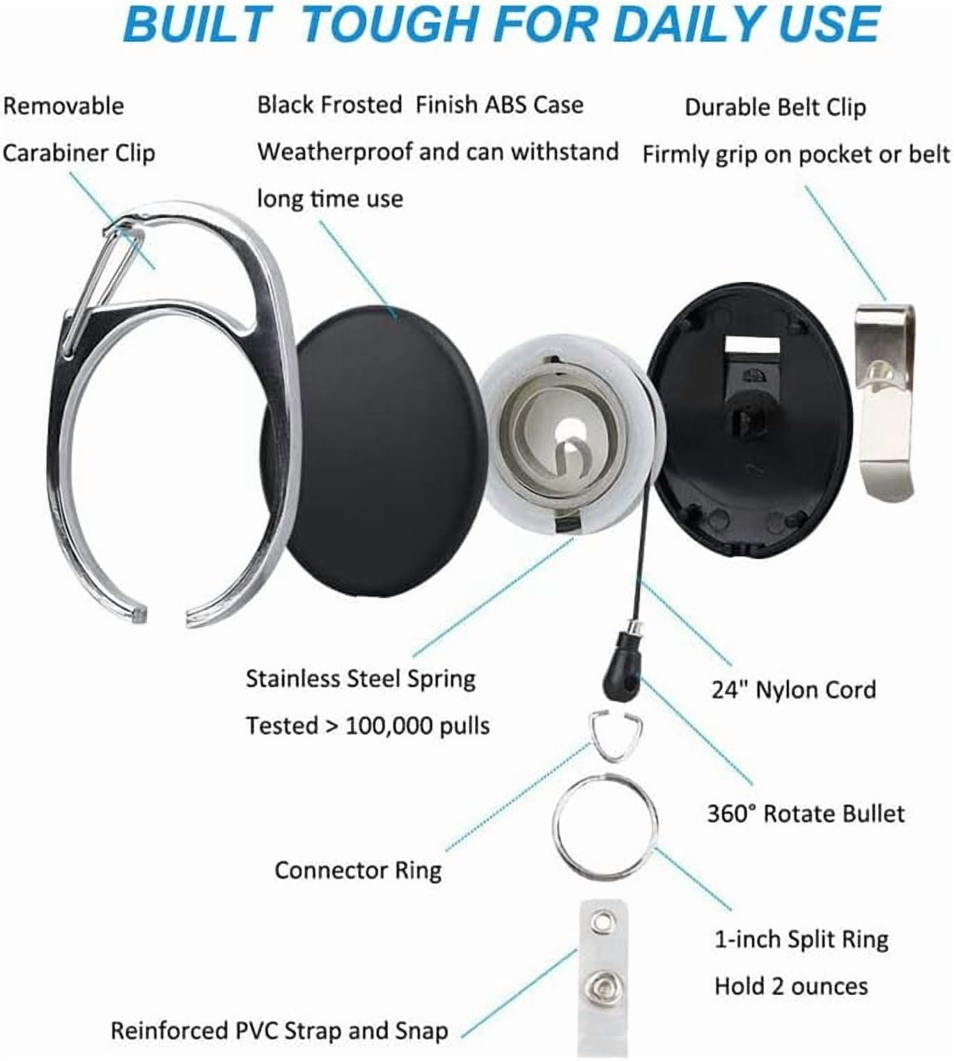 DEKEones 50-Pack Retractable Badge Holders with Carabiner and Key Ring