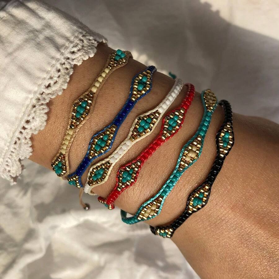 Handmade Multicolor Beaded Woven Friendship Bracelet For Women