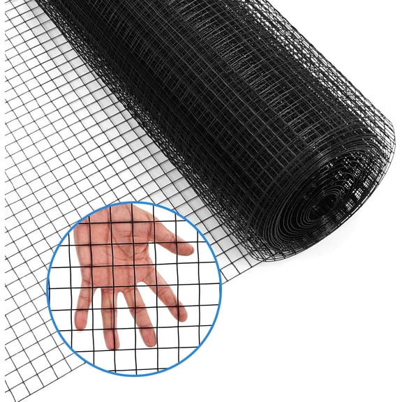 48'' x 50' 1/4inch Hardware Cloth , 19 Gauge Black Vinyl Coated Welded Fence Mesh for Home and Garden Fence and Home Improvement Project