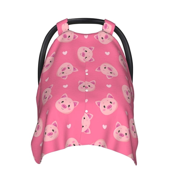 Sigee Cartoon Pigs and Hearts Print Multi-use Stretchy Baby Car Seat Cover - Nursing Breastfeeding Canopy, Infant Stroller and High Chair Cover
