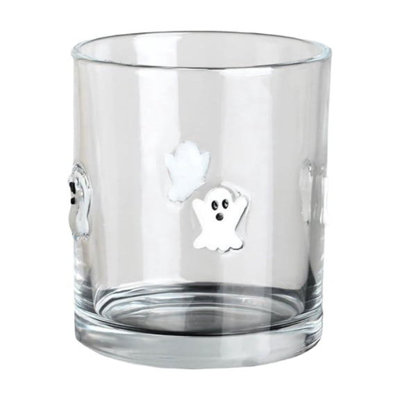 Halloween Clear Glasses Ghost Bat Black Cat Pumpkin Embossed Glass Tumbler Multipurpose Water Beverage Cup Drinking Glass for Water Coffee Halloween Table Party
