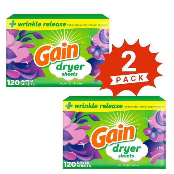 Gain Moonlight Breeze Scented Dryer Sheets, 240 Count (2-Pack)
