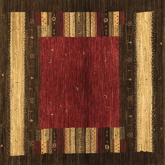 Ahgly Company Indoor Square Abstract Brown Contemporary Area Rugs, 5' Square