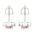thumbnail image 4 of 1.18 ct Screw-Back Stud Earrings for Women | 5mm Round Cut Simulated Pink Diamond | 18K White Gold, 4 of 5