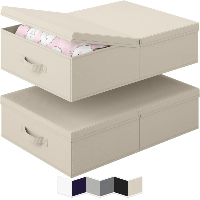 Under Bed Storage Bins With Lids [Set of 2] Long Flat Stackable