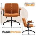 thumbnail image 6 of Ktaxon Office Chair, Flip-Top Armrest Desk Chair on Metal Star Base, Starry Chenille Vanity Chair with Adjustable Height & Swivel Wheels Orange, 6 of 8