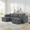 thumbnail image 2 of Modular Sofa, 3-Seat Sectional for Small Spaces, No Assembly Corduroy Couch, Reversible Chaise, Minimalist Living Room Furniture, Gray, 2 of 8