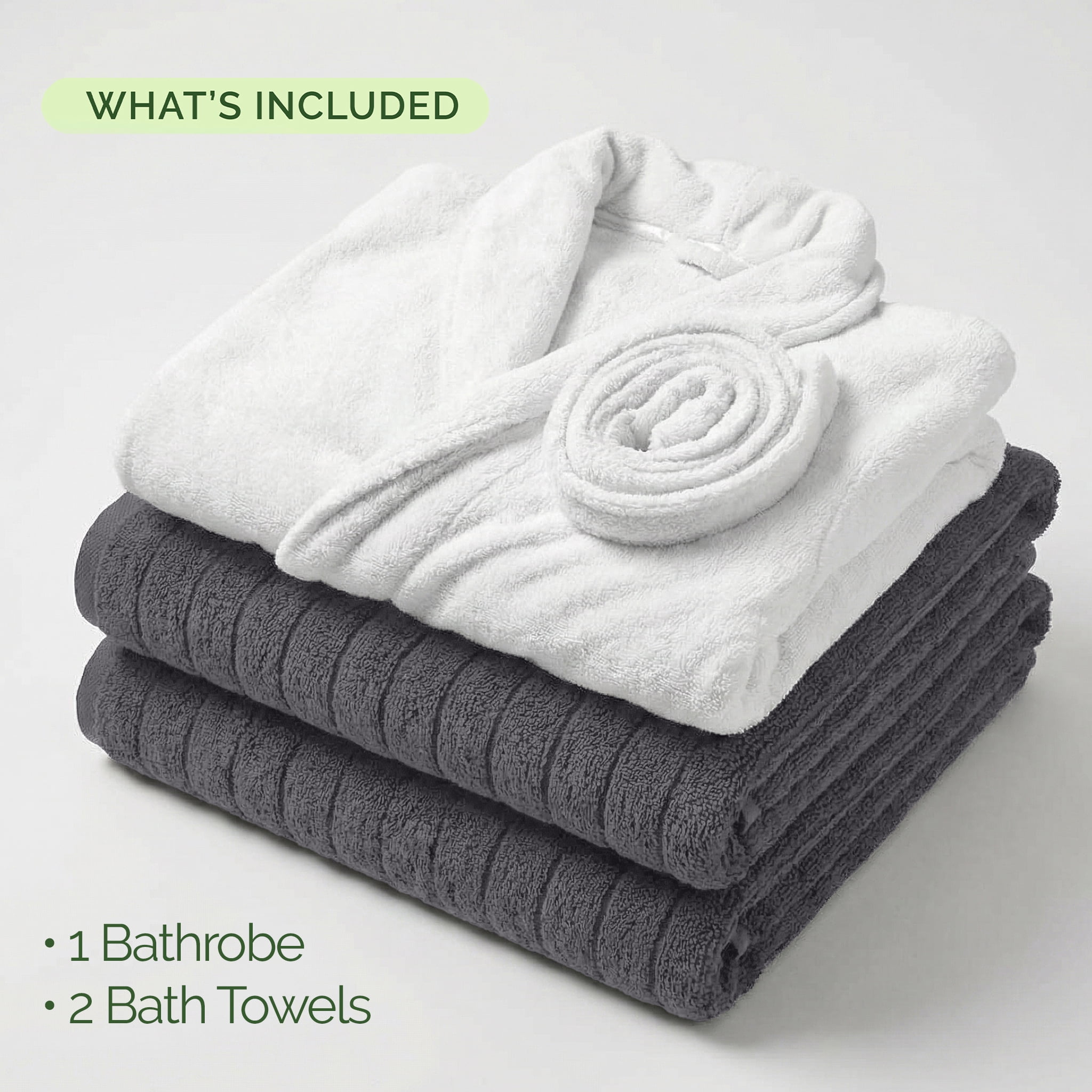 Elegant Comfort Men 3-Piece Spa Bath Set – Plush Bathrobe & 2 Ribbed Bath Towels, Thick Absorbent Hotel Quality Bathroom Essentials, Red Bath Towel, White Robe ,Large