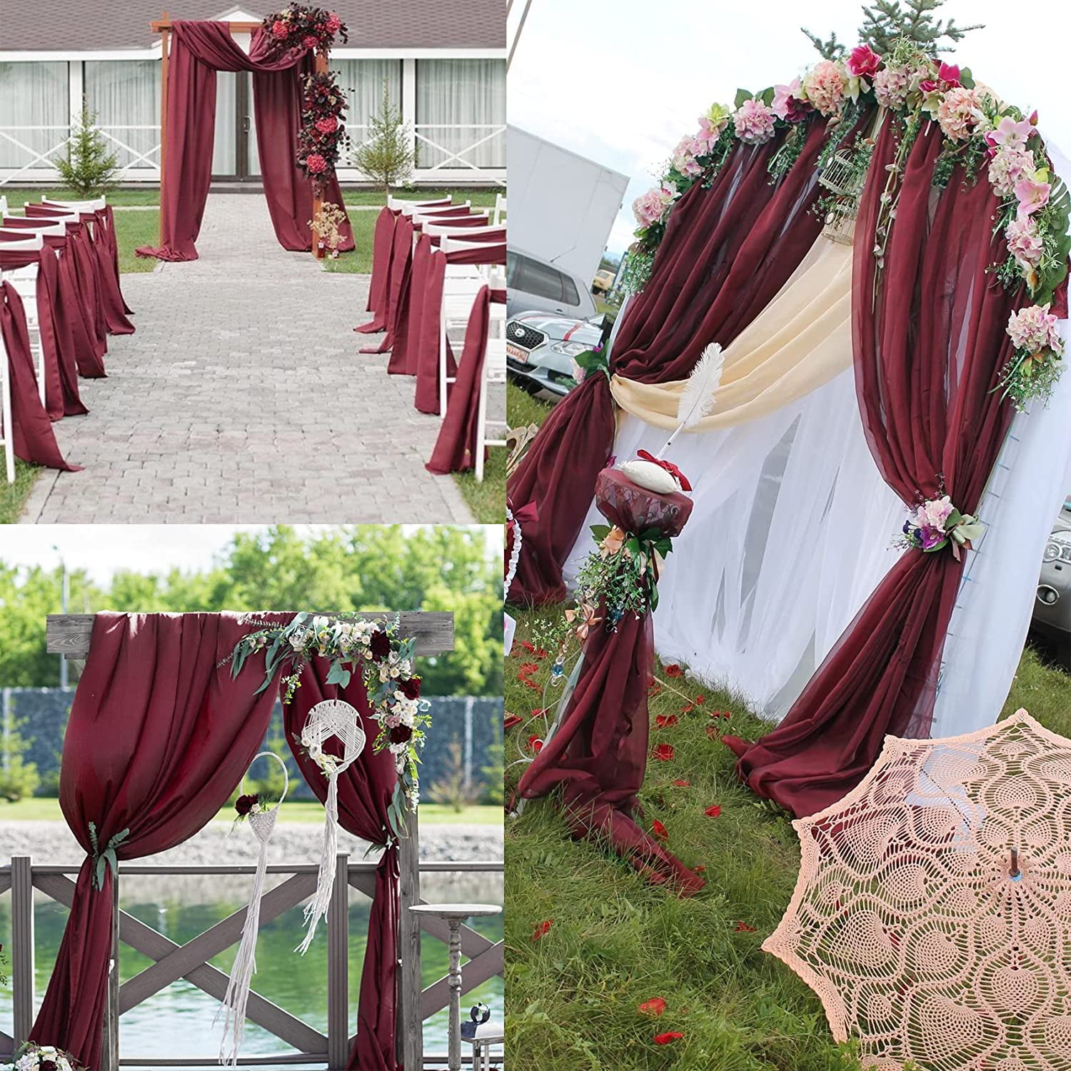 Wehilion Chiffon Table Runner Sheer Chiffon Table Runner Romantic Boho Rustic Wedding Table Runner for Wedding Birthday Party Decor Bridal Baby Shower Table Decoration