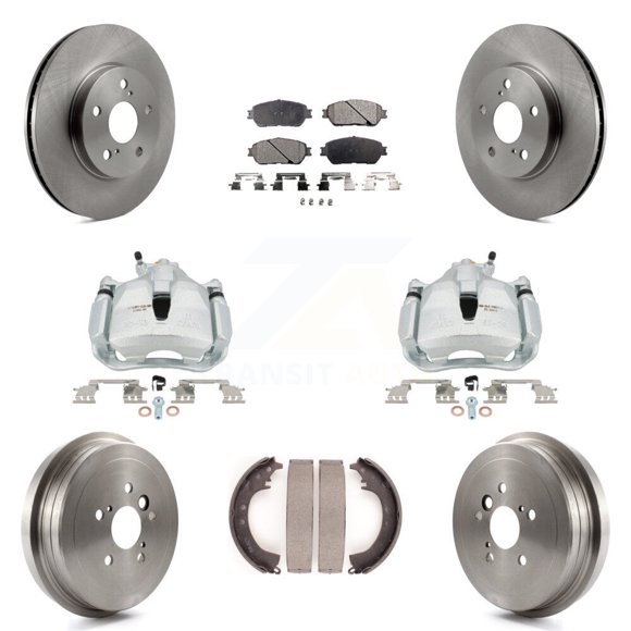 Transit Auto Front Rear Disc Brake Caliper Rotors Drums Ceramic Pads Kit (8Pc) for Car Toyota Camry Vehicles Manufactured In Japan KC8-100804T