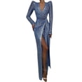 thumbnail image 5 of Vestido de noche sexy con lentejuelas y abertura en la cola para banquete para mujer, 5 of 5