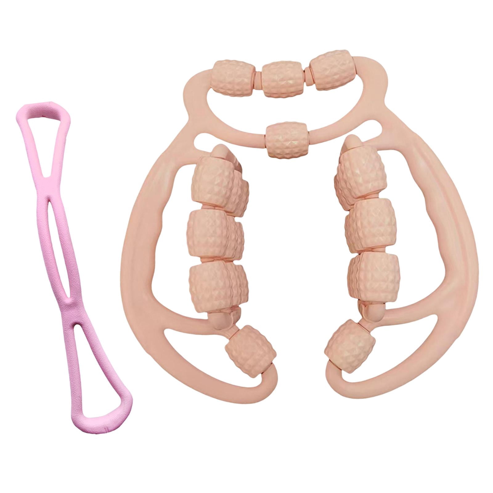 funtasica 24 Wheels Relax Roller Sturdy Circular Leg Clamps Muscle Relaxer Leg Roller Massage Tool for Fitness Exercise Shoulder Pink