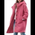 thumbnail image 1 of Chaqueta Cortavientos Informal con Capucha y Botonadura Sencilla de Invierno para Mujer Rosa Roja XXL, 1 of 6