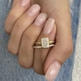 thumbnail image 2 of Jewelerix Yellow Gold Vermeil Radiant Cut Engagement Ring with Pave Wedding Band Set, Bezel Set Solitaire Bridal Set for Women, 2 of 6