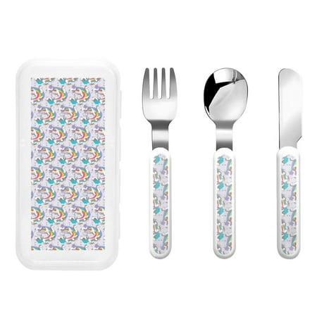 

Rateoe Unicorn DoingYoga for Stainless Steel Kids Silverware Set - Child and Toddler Safe Flatware - Children s Knife Fork And Spoon Set