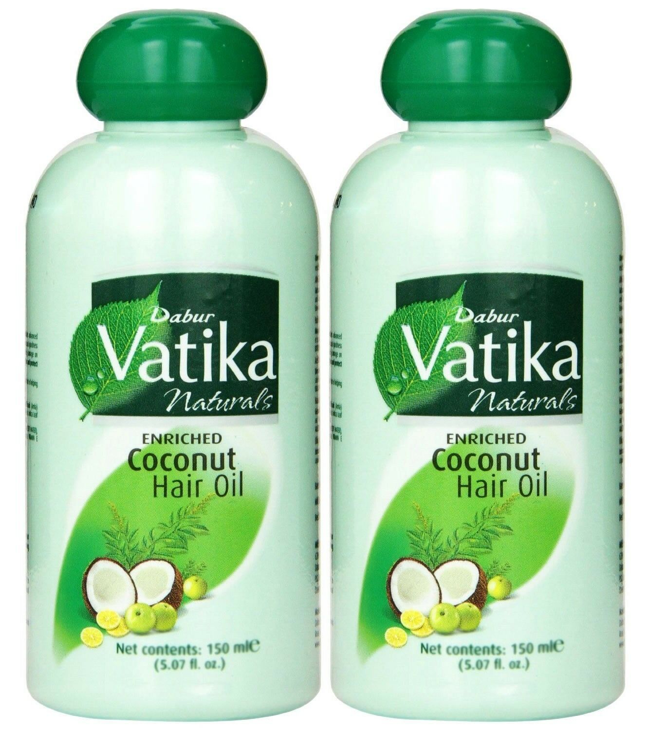 2 x 150ml Dabur Vatika Coconut Enriched Hair Oil Henna, Amla, Lemon USA SELLER