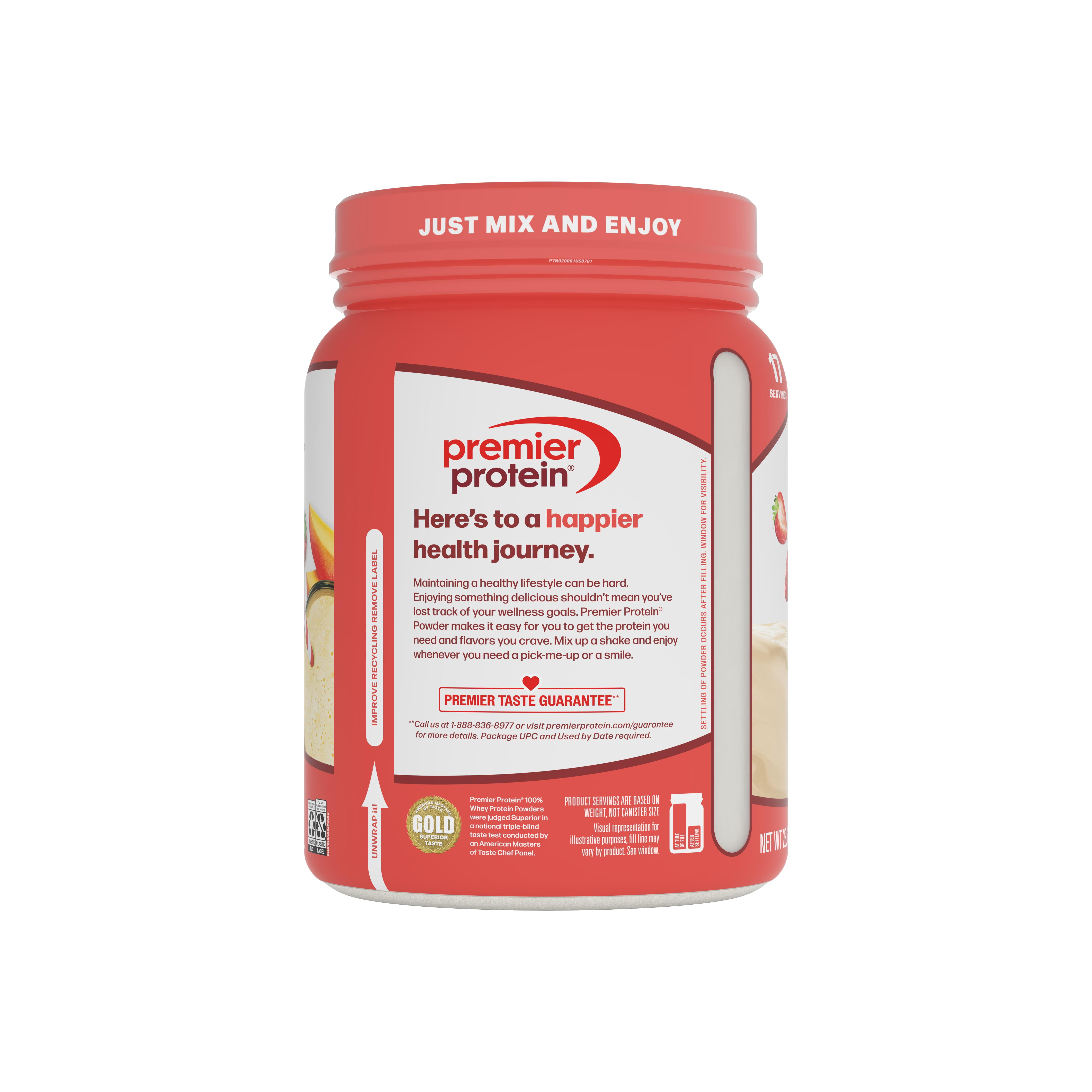 Premier Protein 100% Whey Protein Powder, Strawberry Milkshake, 30g Protein, 23.3 oz, 1.7 lb