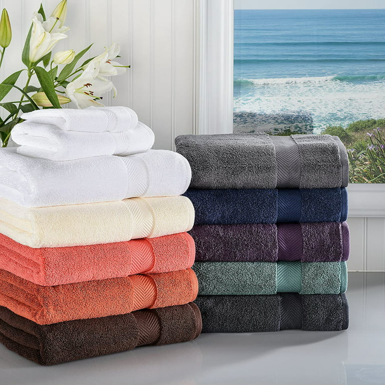 Ring Spun Cotton Bath Towels for Family, Set of 4, Lavender