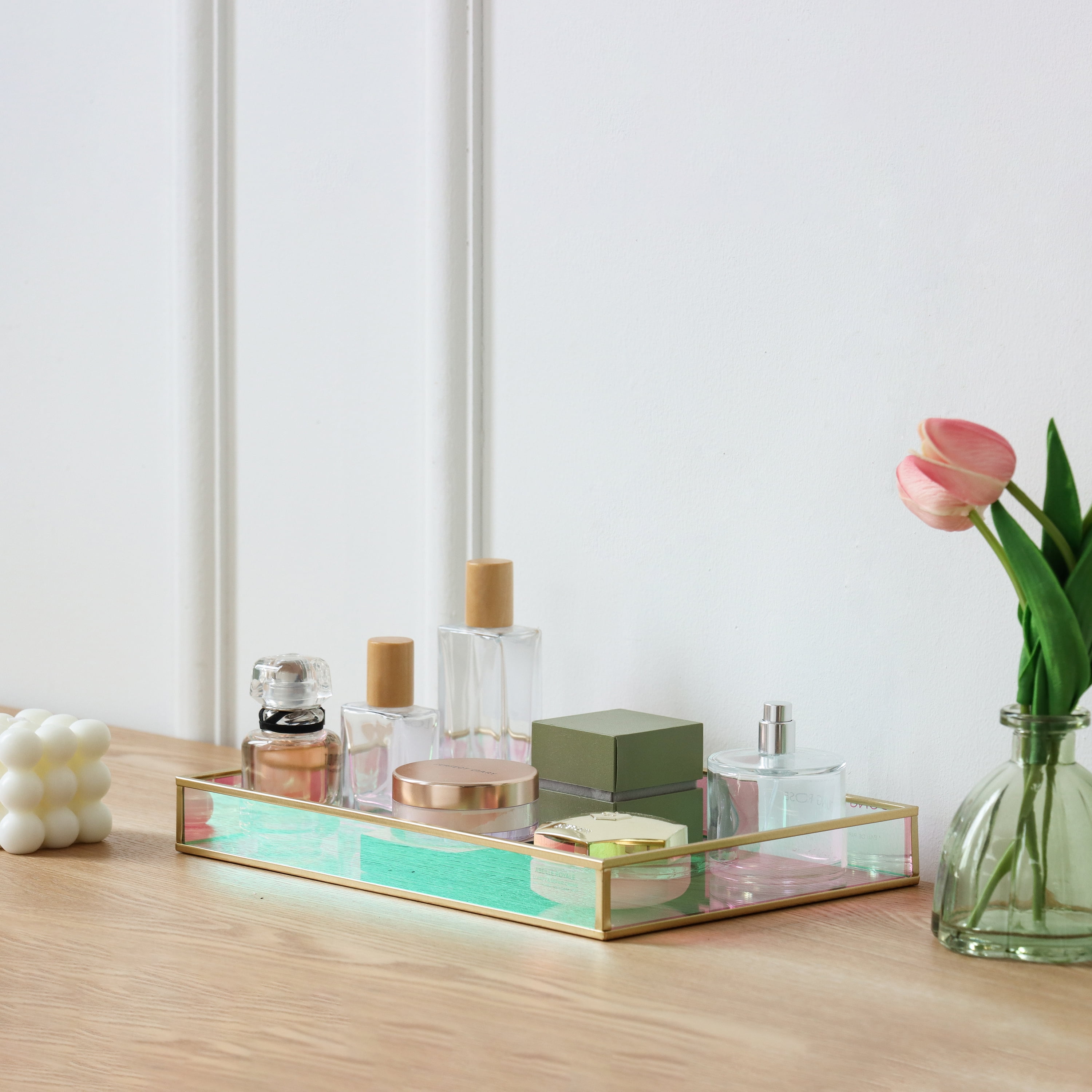 Mainstays Iridescent Glass and Copper Tabletop Tray