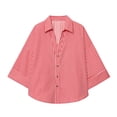 thumbnail image 4 of Blouses for Women Dressy Casual Slim Linen Long Sleeve Shirt Striped Casual Blouse Outfits, 4 of 9