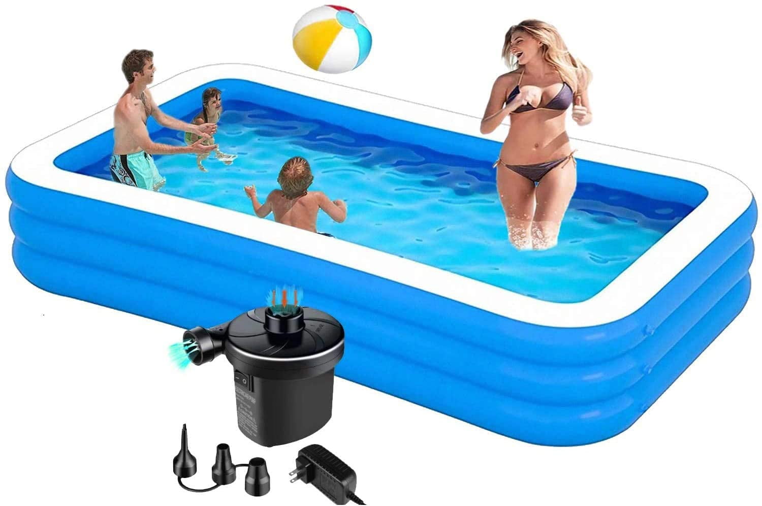 Swimming Pools Above Inflatable 10ft 120x72x22in Kids Inflatable，Swimming Pool with Pump, Piscinas para Adultos，Inflatable Adults Kiddie, Baby/Toddler, Backyard - Walmart.com