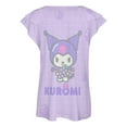 thumbnail image 5 of Kuromi And My Melody Womens Summer Tops Ruffle Short Sleeve Tunic Tops V Neck Loose Fit Flowy T-Shirts, 5 of 7
