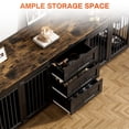 thumbnail image 4 of Rophefx 95.4" Dog Crate Furniture for 2 Dogs,Large Kennel with 3 Drawers and 4 Bowls,Wooden Heavy Duty Indoor Dog House,Black Brown, 4 of 10