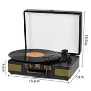 RetroAudio Vinyl Record Player 3-Speed Turntable with Bluetooth, Suitcase Portable Vintage Audio Turntable with Built-in Speakers, Black