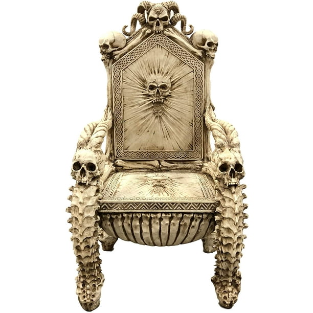 56 H Fantasy Underworld White Walker Skeleton Spines Bones Skull Throne Chair