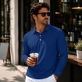 thumbnail image 4 of LODIENY Men's Long Sleeve Golf Shirts Lightweight Moisture Wicking Performance Tops Casual Collared Button Down Workout Basic Tees Blue M, 4 of 9