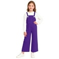 thumbnail image 3 of SGFCWSX Girls Wide-Leg Suspender Pants, Kids School Pants Button Daily Casual Overalls Purple Size 12-13 Years, 3 of 9