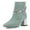 Green, variant on XYD Women Fashion Block Short Heel Ankle Chain Strap Boots Square Almond Toe Side Zip Booties Dressy Shoes Size 7 Black Silver