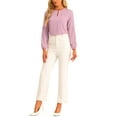 thumbnail image 2 of INSPIRE CHIC Women's Work Tops Chiffon Shirt Long Sleeve Keyhole Neck Elegant Blouse, 2 of 6