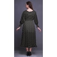 thumbnail image 4 of Bimba Block Women Long Sleeve SmockedÂ&nbsp;DressÂ&nbsp;Round Neck Ruffle Summer Maxi-Small, 4 of 5