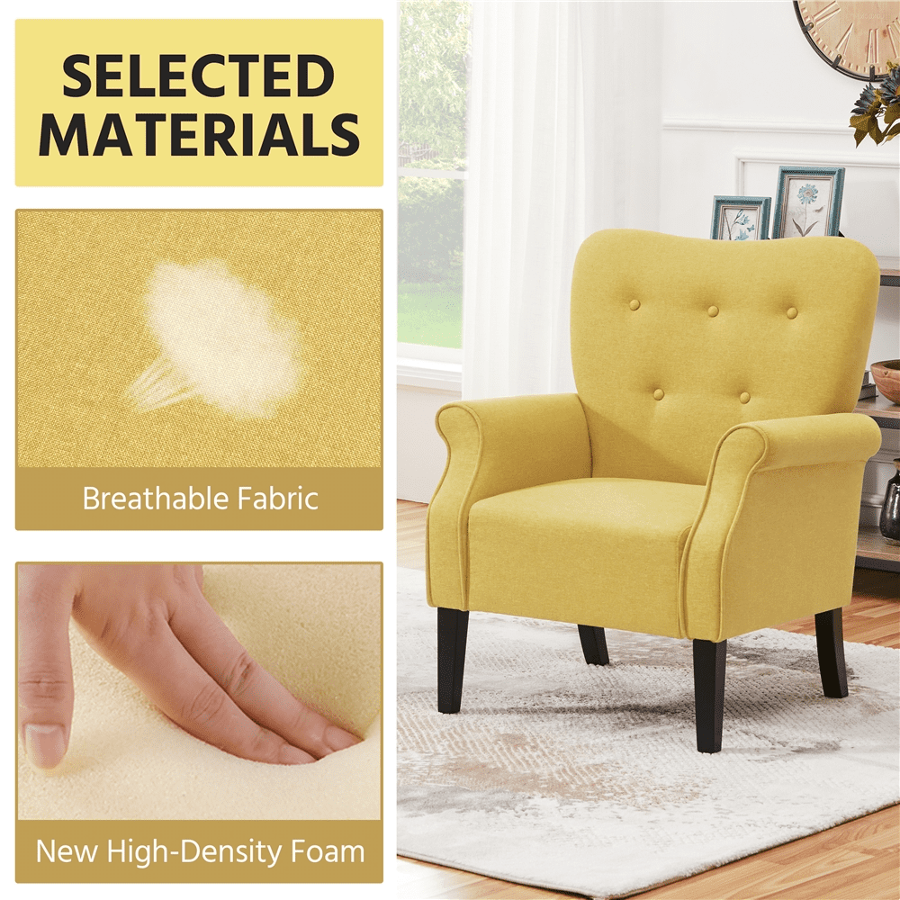 Renwick 2pcs Modern Accent Arm Chair, Yellow