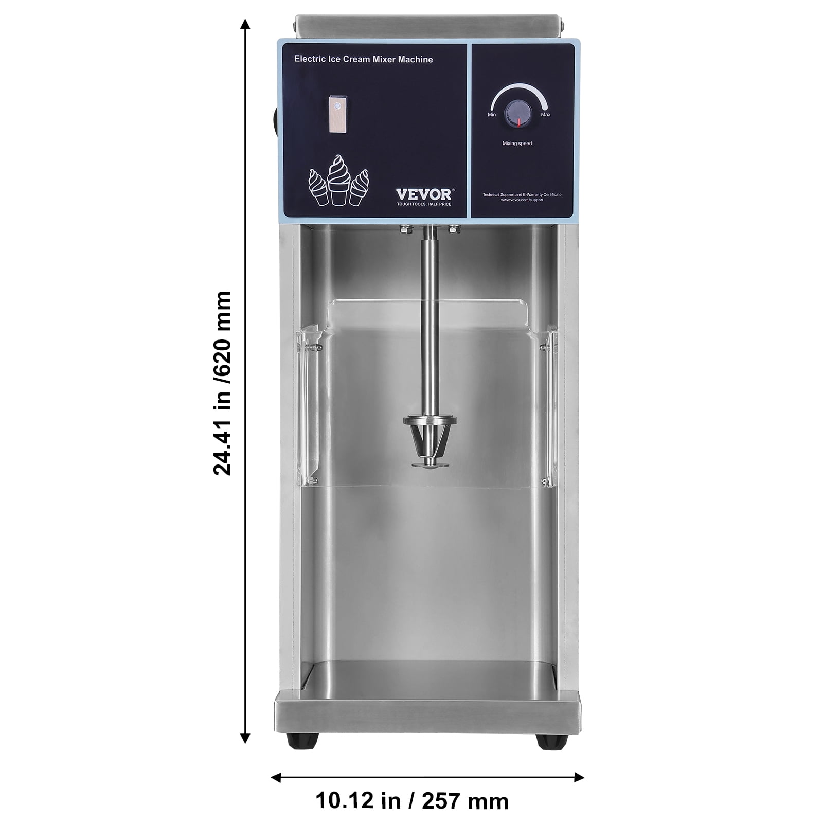 VEVOR Ice Cream Blender, 400W High-Speed Ice Cream Maker Mixer Stir Machine 4200RPM, Stepless Speed Adjustment, 304 Stainless Steel Ice Cream Shaker, 3 Hand Cups, Make Various Flavors of Ice Cream