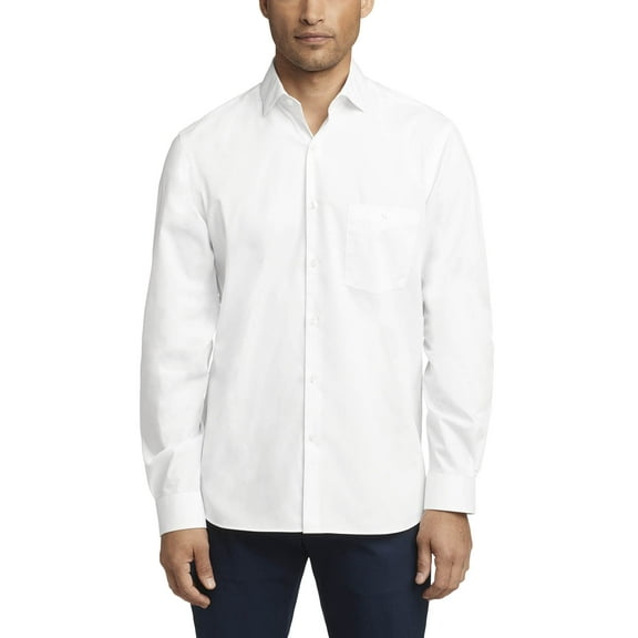 Van Heusen Men's Dress Shirt Even Temp Never Tuck, Steel, 14"-14.5" Neck 32"-33" Sleeve