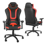 Gaming Chair Racing Office Computer Desk Chair Recliner Adults Gamer Ergonomic Massage Footrest PU Leather Lumbar Support High Back Support Racer Leather Rocker Retractable Armrest (RED Pillow)